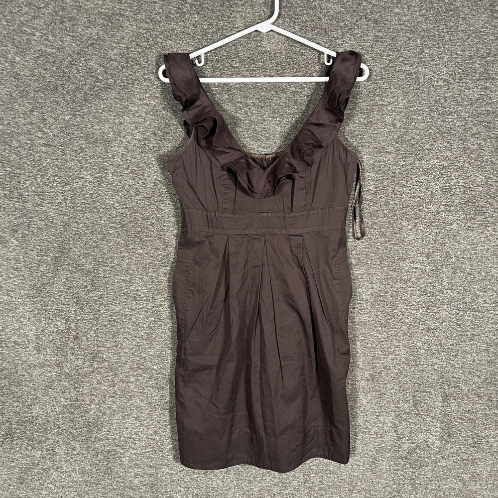 Moulinette Soeurs Dress Womens 6P Brown‎ Ruffle Fit & Flare Party Cocktail